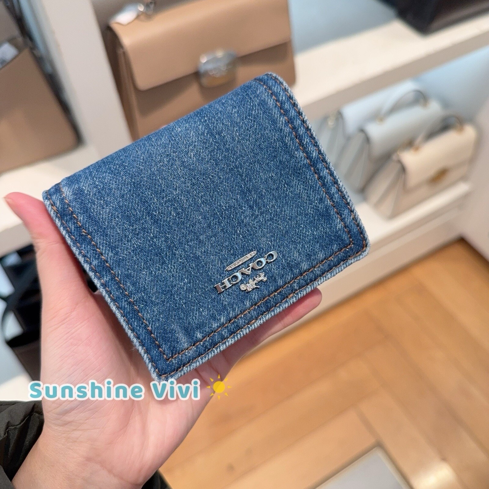 Nwt Coach Snap Wallet In Denim/Silver/Indigo Cap07 Denim